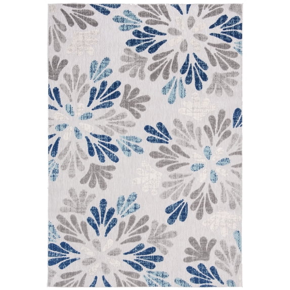 SAFAVIEH Cabana Georgiana Floral Indoor/Outdoor Area Rug, Grey/Blue, 2' x 4'