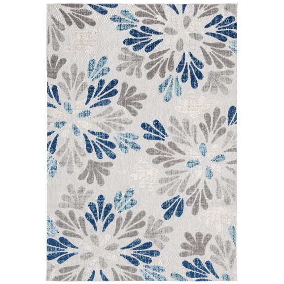 SAFAVIEH Cabana Georgiana Floral Indoor/Outdoor Area Rug, Grey/Blue, 5'3" x 7'6"