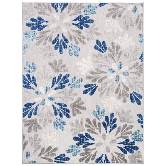 SAFAVIEH Cabana Georgiana Floral Indoor/Outdoor Area Rug, Grey/Blue, 9' x 12'