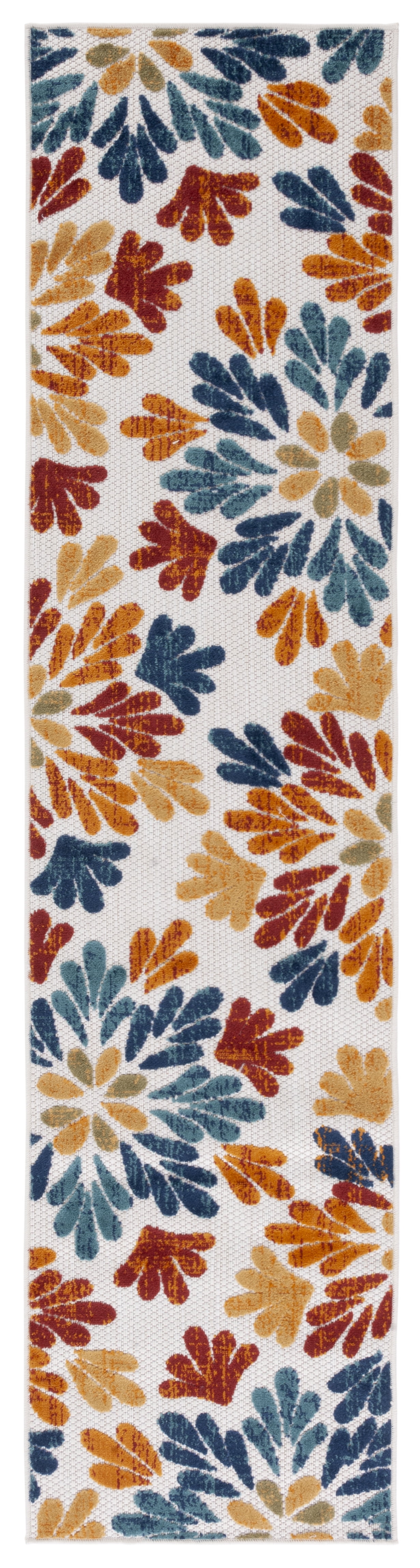 Cabana Cream and Red Floral Synthetic 2' x 8' Runner Rug