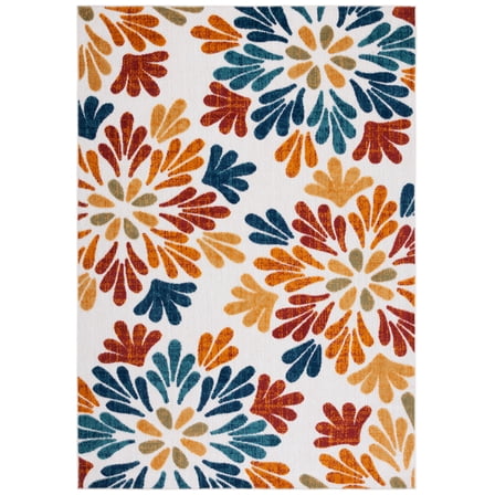 SAFAVIEH Cabana Georgiana Indoor/Outdoor Area Rug, Creme/Red, 2' x 4'