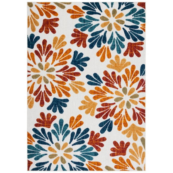 SAFAVIEH Cabana Georgiana Indoor/Outdoor Area Rug, Creme/Red, 2' x 4'