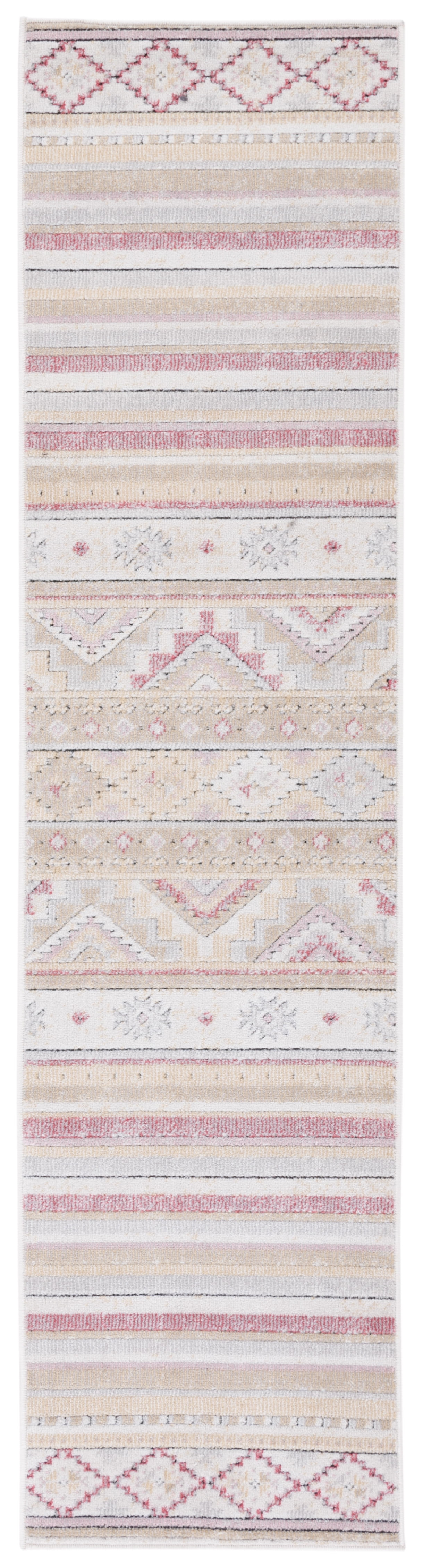 Ivory Beige Geometric Reversible Indoor/Outdoor Runner Rug