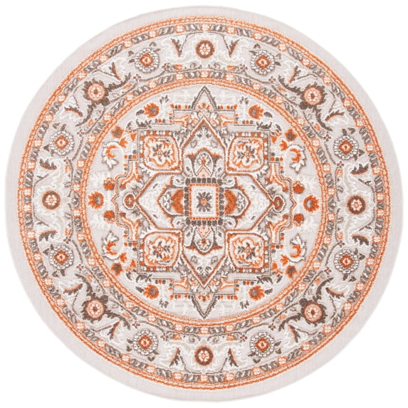 SAFAVIEH Cabana Greta Beige/Orange 2'2"X9' Runner Indoor/Outdoor Area Rug Beige/Orange, 6'7" x 6'7" Round