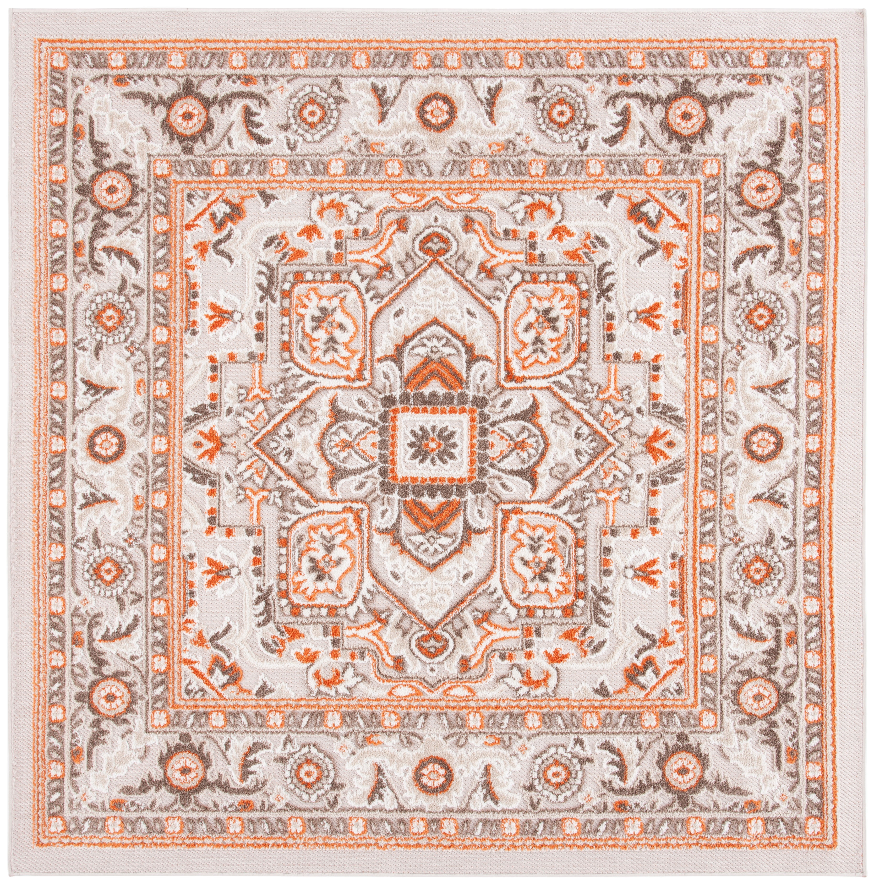 SAFAVIEH Cabana Greta Beige/Orange 2'2"X9' Runner Indoor/Outdoor Area Rug Beige/Orange, 6'7" x 6'7" Square