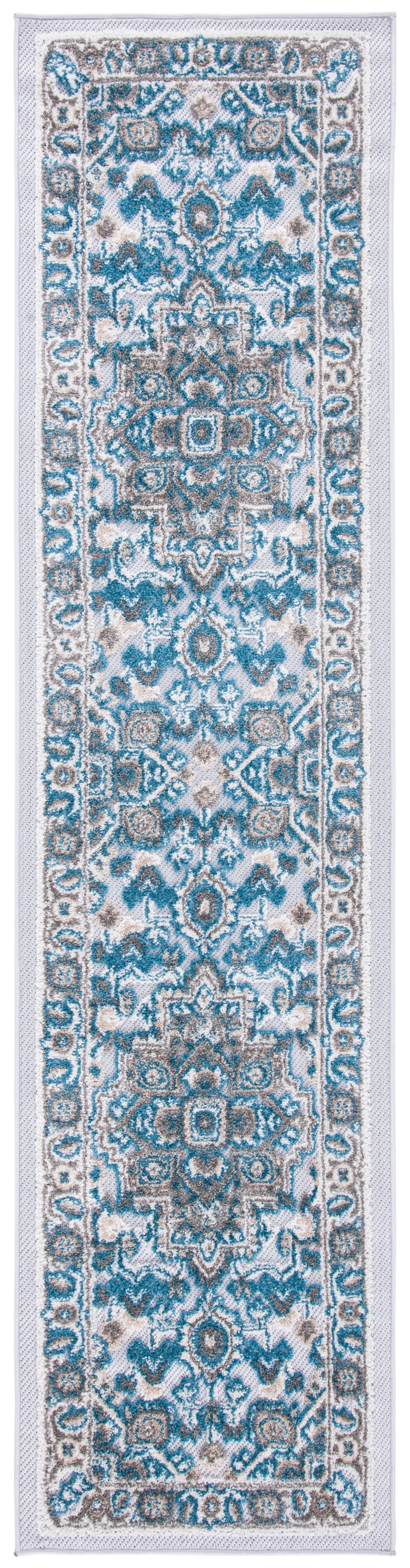SAFAVIEH Cabana Greta Beige/Orange 2'2"X9' Runner Indoor/Outdoor Runner Rug Navy/Grey, 2'2" x 9'