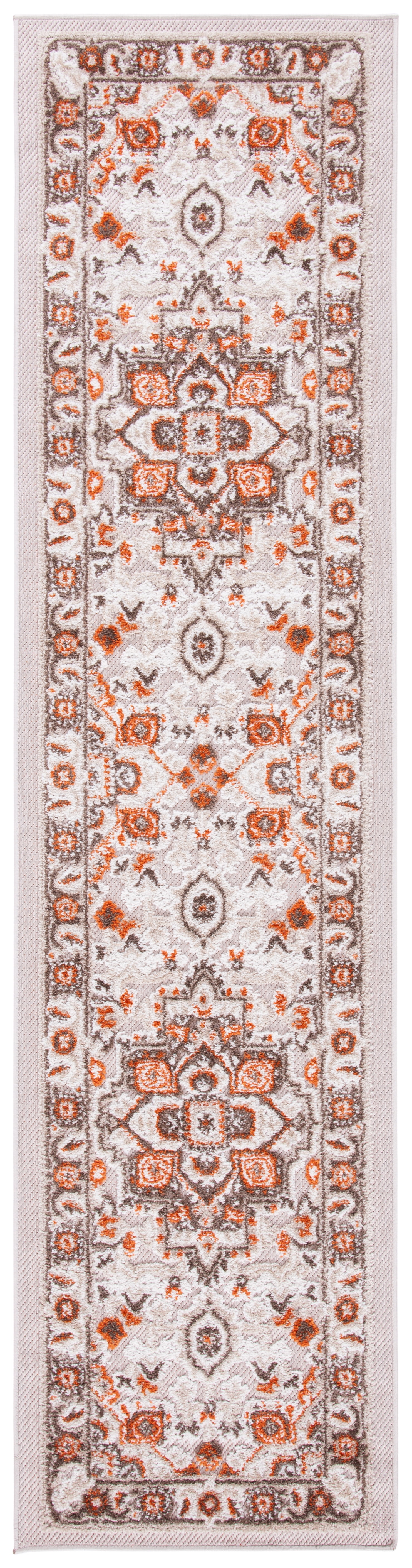 SAFAVIEH Cabana Greta Medallion Indoor/Outdoor Runner Rug, Beige/Orange, 2'2" x 11'