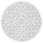 SAFAVIEH Cabana Henrika Geometric Indoor/Outdoor Area Rug, Ivory/Grey, 4' x 4' Round