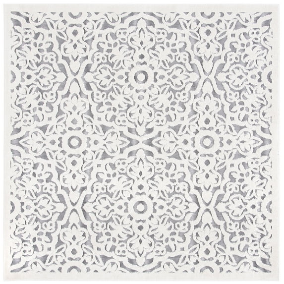 SAFAVIEH Cabana Henrika Geometric Indoor/Outdoor Area Rug, Ivory/Grey, 8' x 8' Square