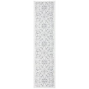 SAFAVIEH Cabana Henrika Geometric Indoor/Outdoor Runner Rug, Ivory/Grey, 2'2" x 5'