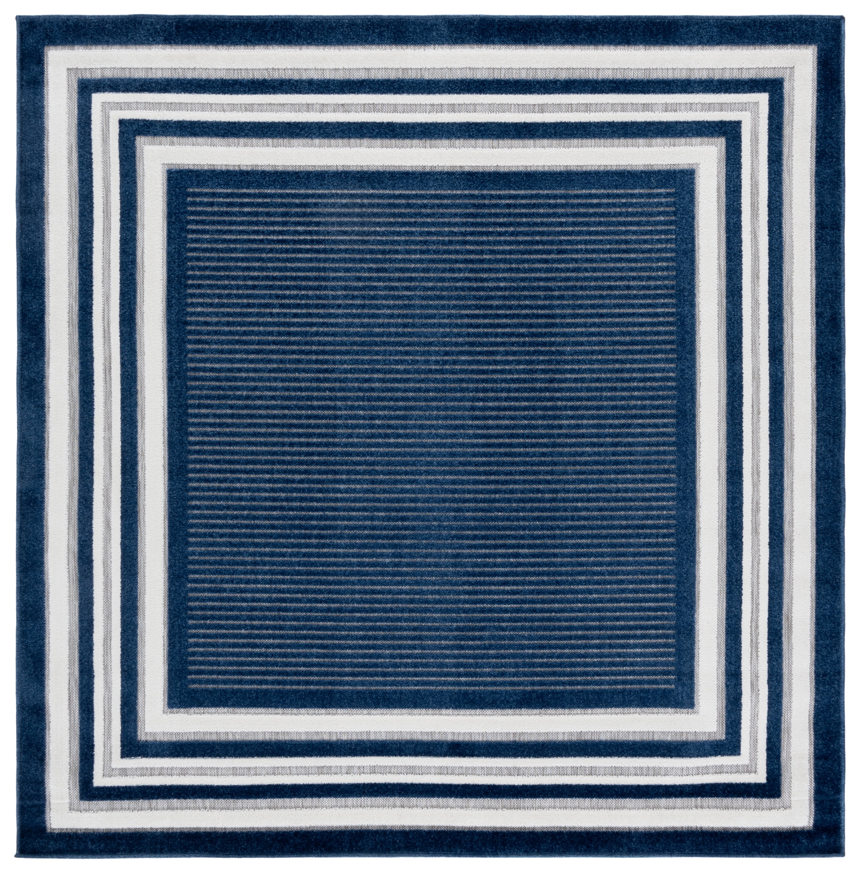 SAFAVIEH Cabana Henry Striped Indoor/Outdoor Area Rug, Blue/Ivory, 6'7" x 6'7" Square