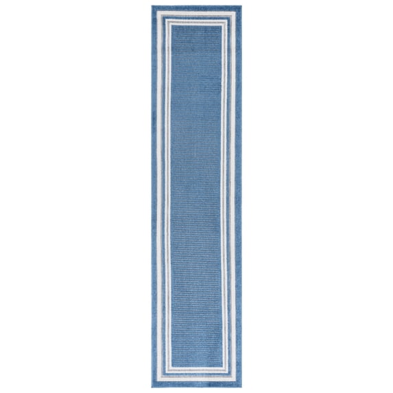 SAFAVIEH Cabana Henry Striped Indoor/Outdoor Runner Rug, Light Blue/Ivory, 2'2" x 9'