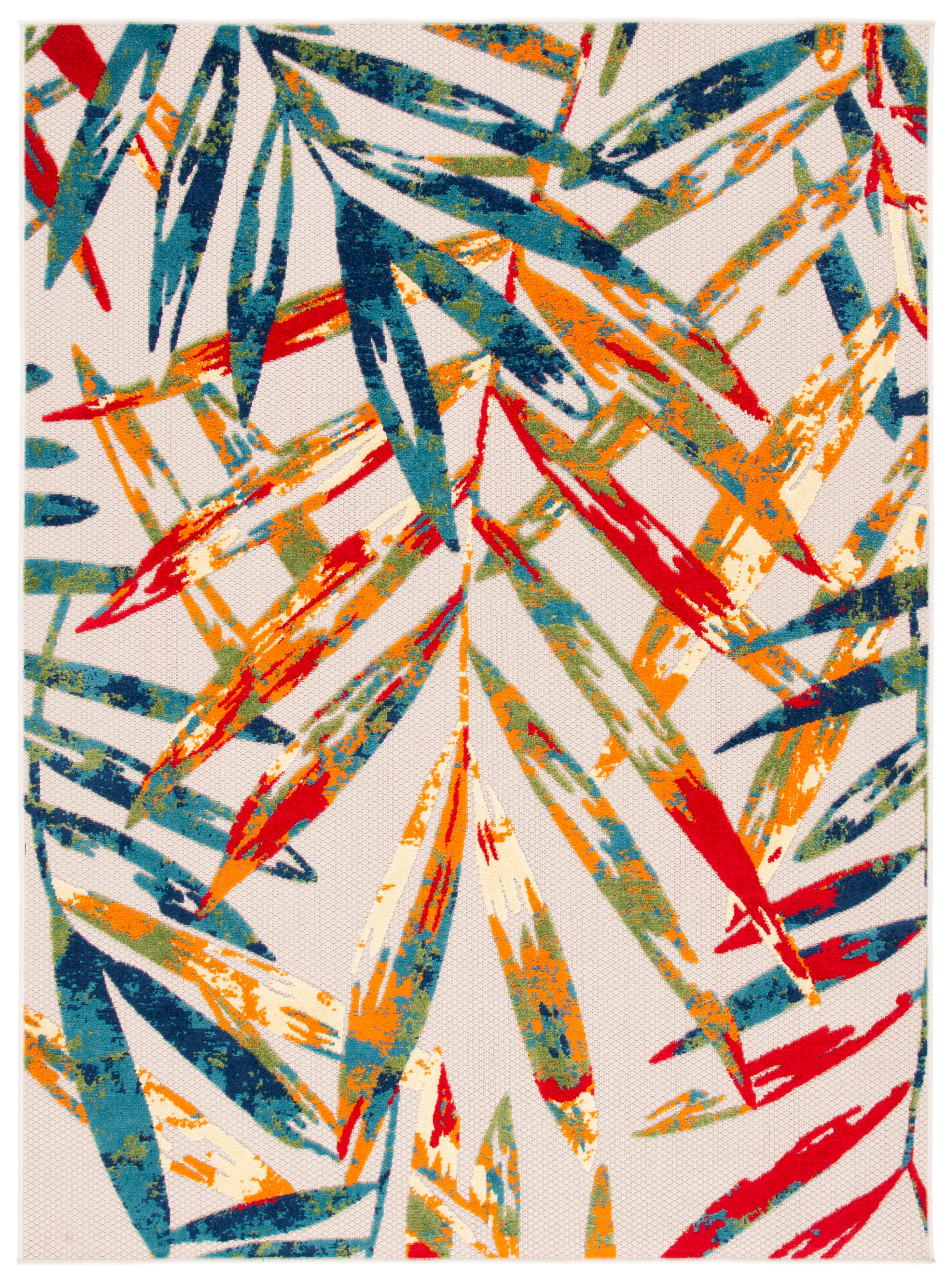 Ivory and Multicolor Tropical Floral Reversible Area Rug