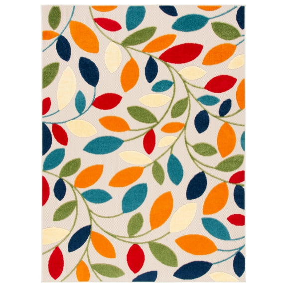 SAFAVIEH Cabana Janae Floral Indoor/Outdoor Area Rug, Ivory/Green, 4'5" x 6'5"