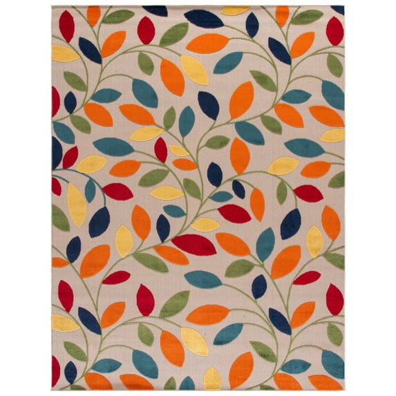 SAFAVIEH Cabana Janae Floral Indoor/Outdoor Area Rug, Ivory/Green, 8' x 10'