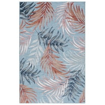 SAFAVIEH Cabana Jane Botanical Indoor/Outdoor Area Rug, Blue/Rust, 9' x 12'