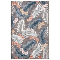 SAFAVIEH Cabana Jane Botanical Indoor/Outdoor Area Rug, Brown/Blue, 8' x 10'