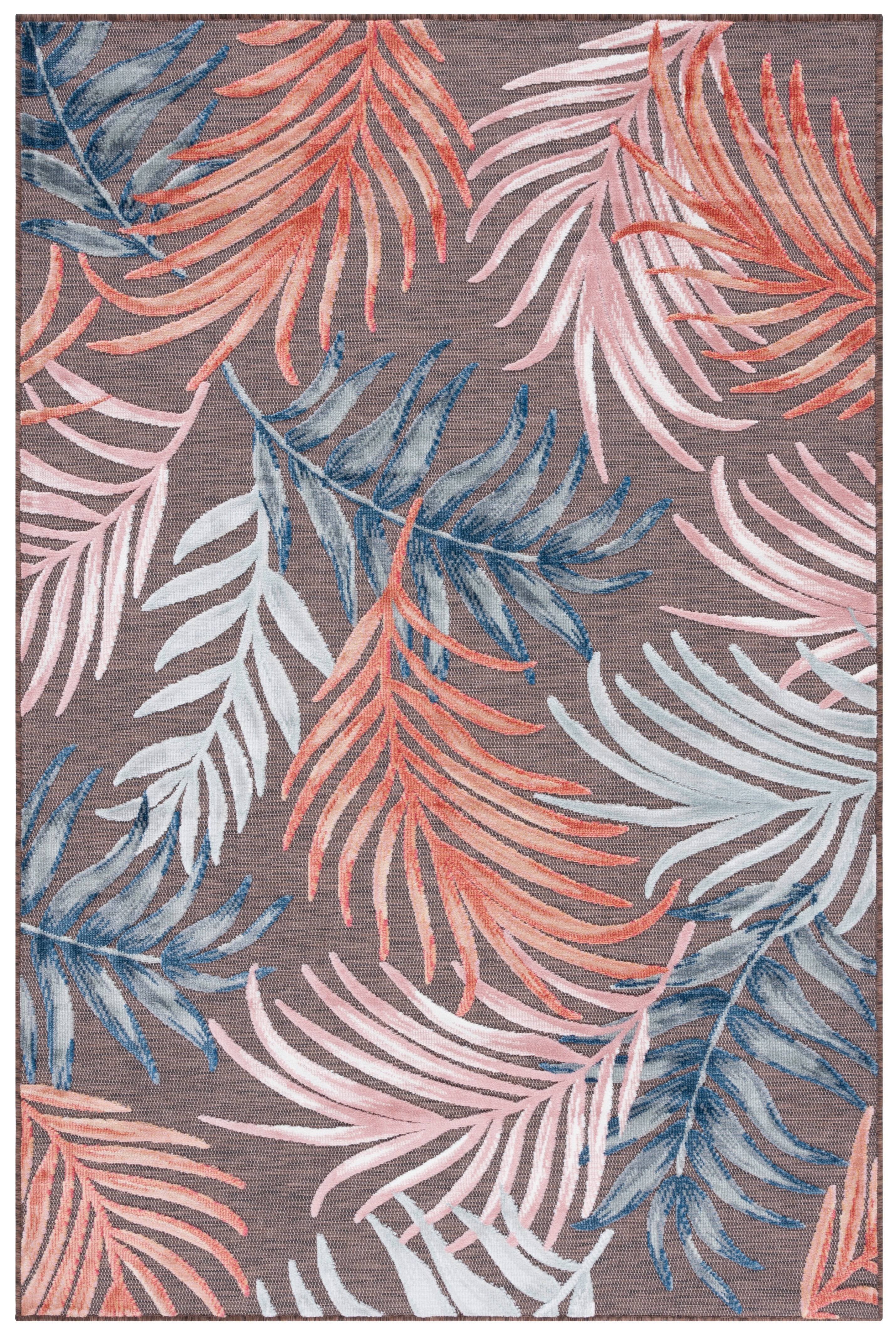 SAFAVIEH Cabana Jane Botanical Indoor/Outdoor Area Rug, Brown/Blue, 8' x 10'