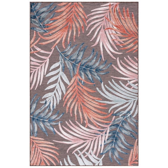 SAFAVIEH Cabana Jane Botanical Indoor/Outdoor Area Rug, Brown/Blue, 8' x 10'