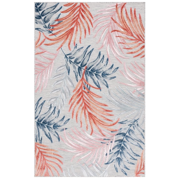 SAFAVIEH Cabana Jane Botanical Indoor/Outdoor Area Rug, Grey/Rust, 8' x 10'