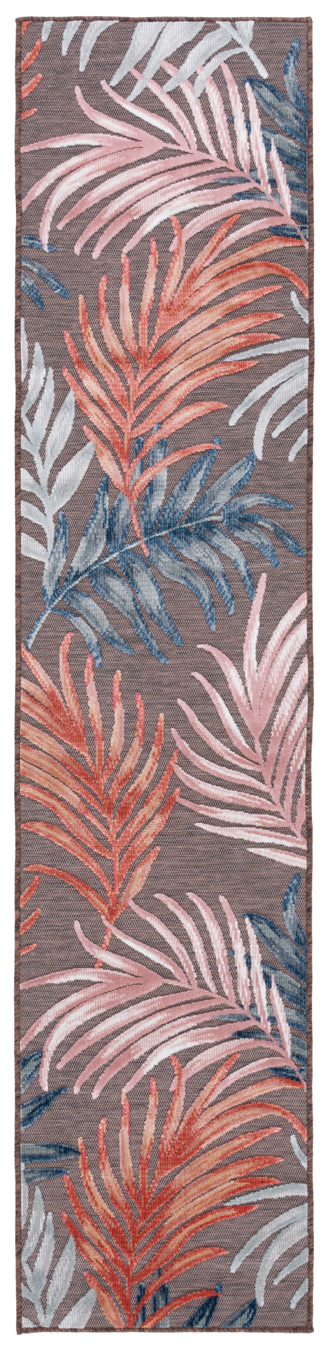 SAFAVIEH Cabana Jane Botanical Indoor/Outdoor Runner Rug, Brown/Blue, 2' x 9'