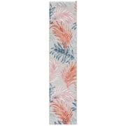 SAFAVIEH Cabana Jane Botanical Indoor/Outdoor Runner Rug, Grey/Rust, 2' x 10'