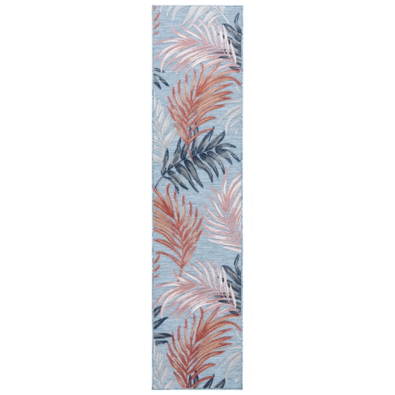 SAFAVIEH Cabana Jane Indoor/Outdoor Runner Rug, Blue/Rust, 2' x 9'