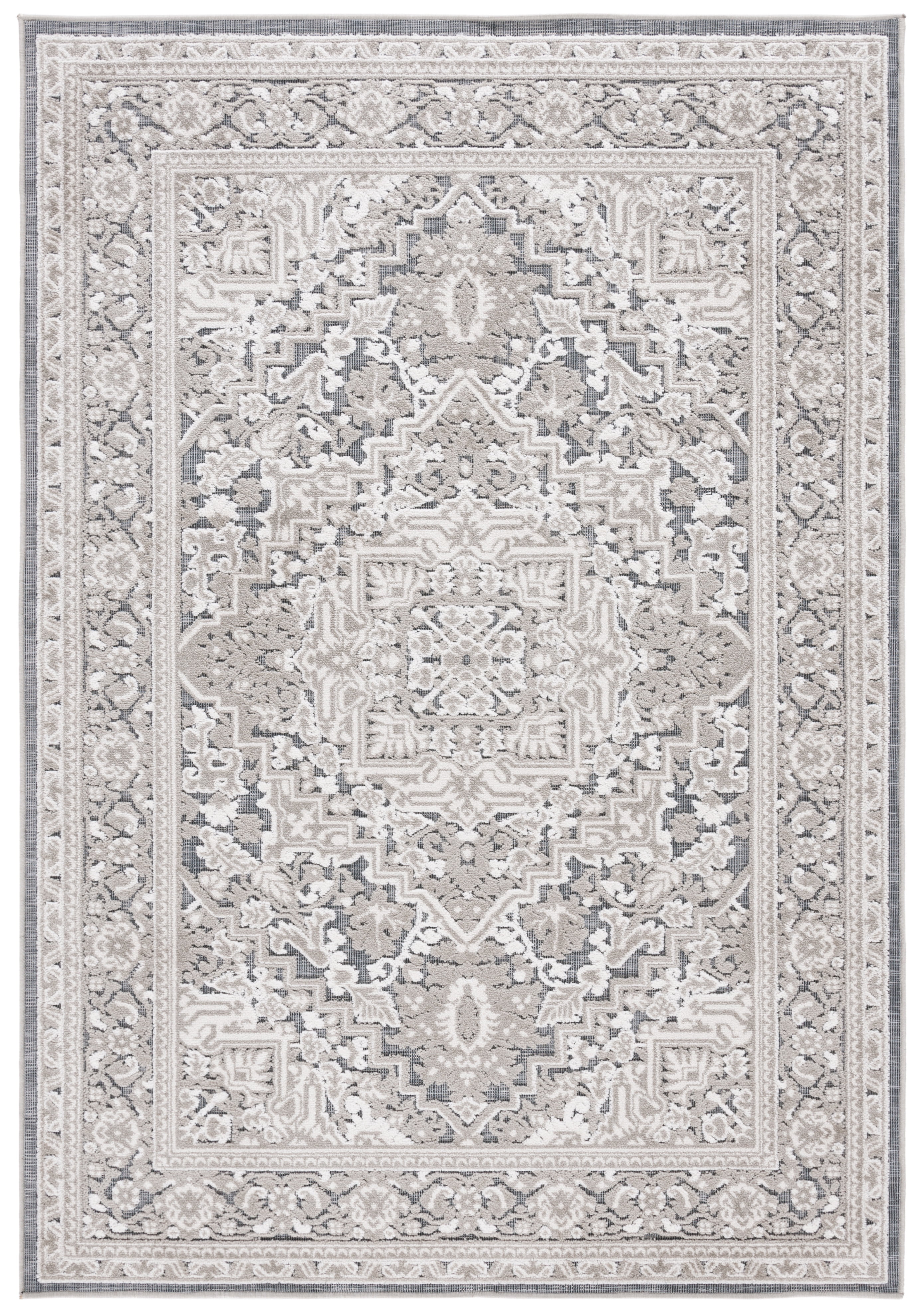 SAFAVIEH Cabana Joshua Medallion Indoor/Outdoor Area Rug, Grey/Ivory, 4' x 6'