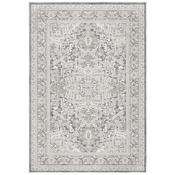 SAFAVIEH Cabana Joshua Medallion Indoor/Outdoor Area Rug, Grey/Ivory, 9' x 12'