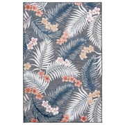SAFAVIEH Cabana Kade Botanical Indoor/Outdoor Area Rug, Black/Rust, 5'1" x 7'6"