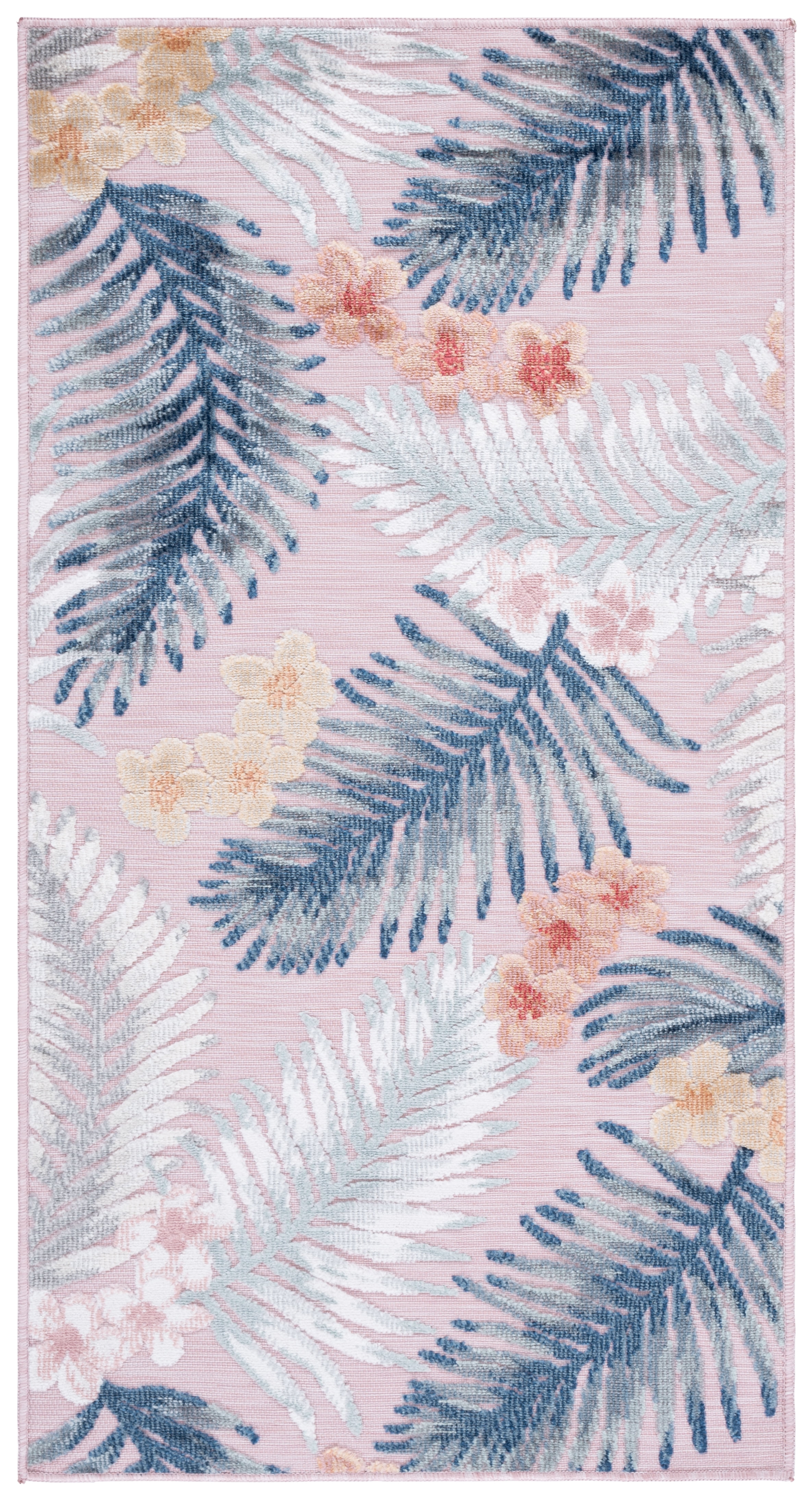 SAFAVIEH Cabana Kade Botanical Indoor/Outdoor Area Rug, Grey/Navy, 4' x 6'