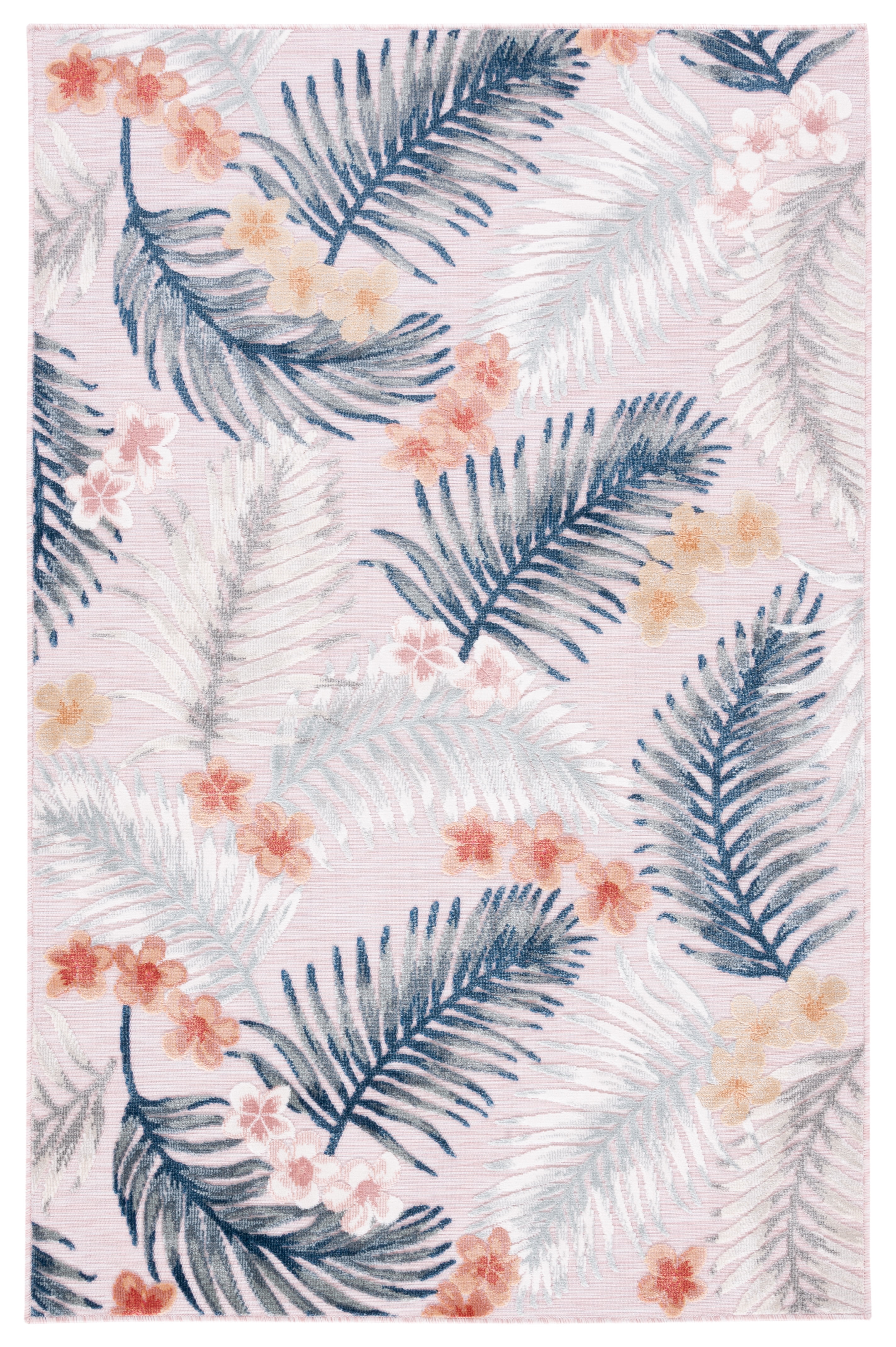 Playful Florals Pink/Grey Braided Synthetic Rug - 77"x5"