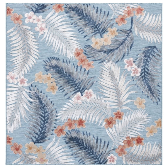SAFAVIEH Cabana Kade Indoor/Outdoor Area Rug, Aqua/Ivory, 7' x 7' Square