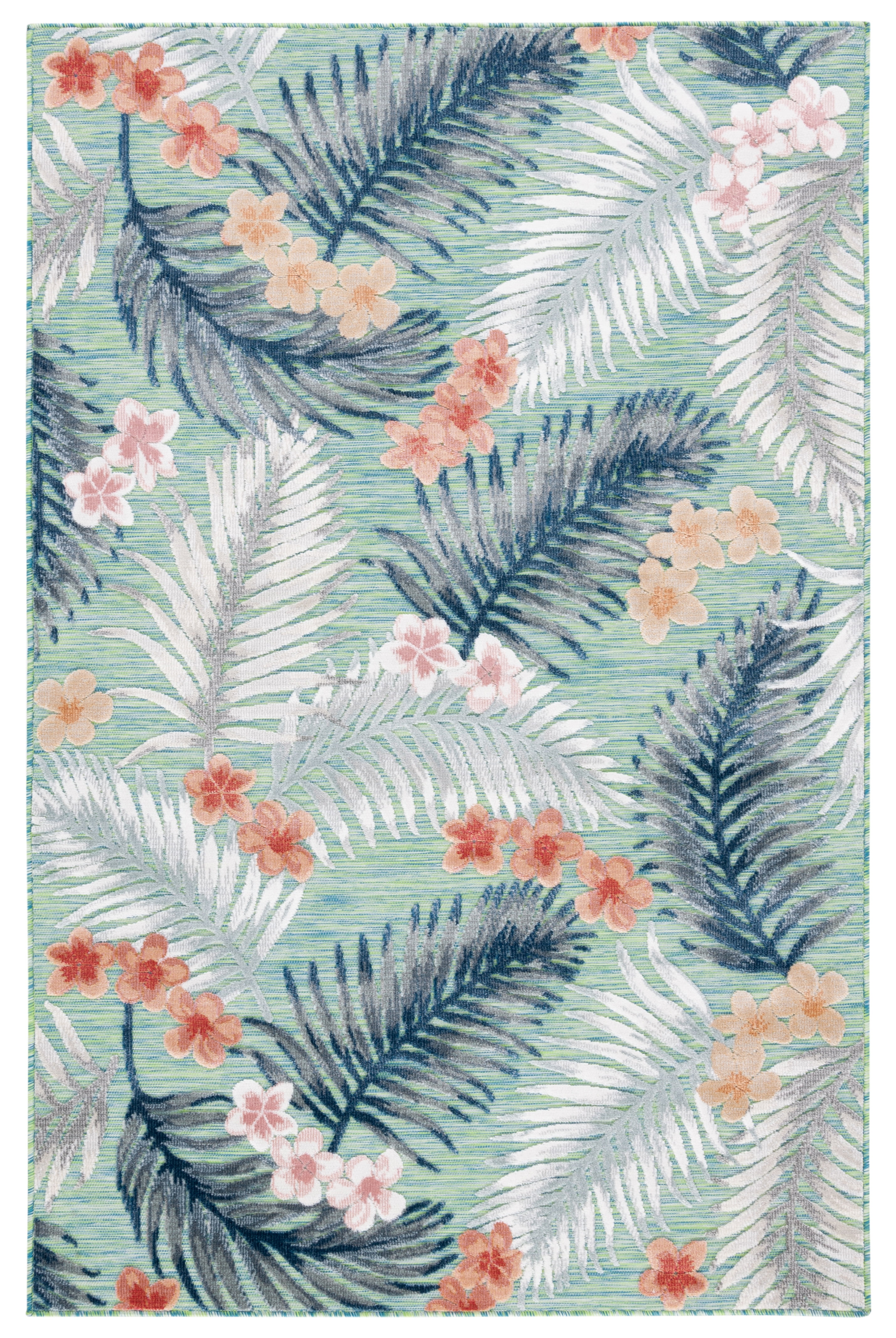 SAFAVIEH Cabana Kade Indoor/Outdoor Area Rug, Green/Navy, 5' x 8'