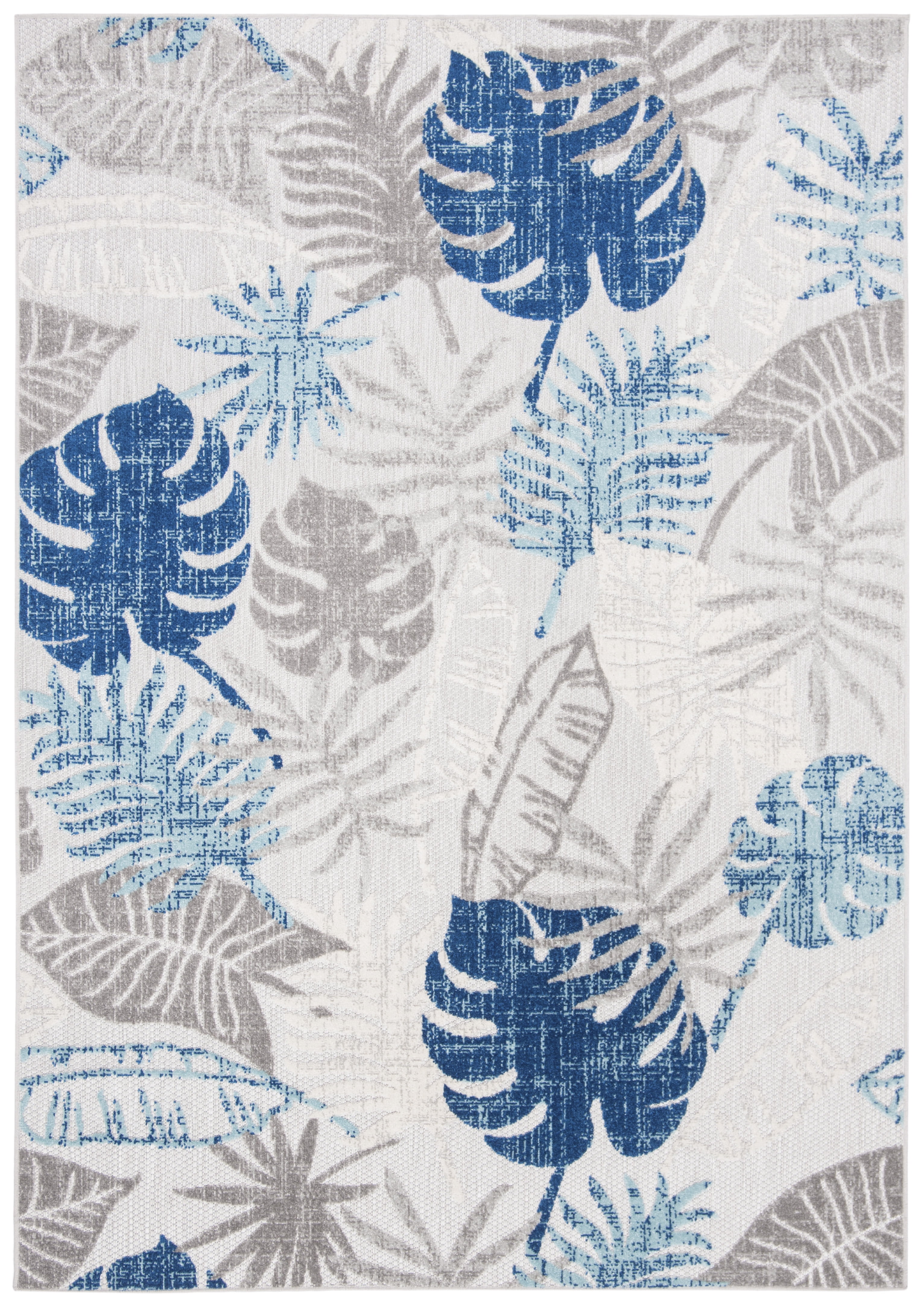 SAFAVIEH Cabana Kuzman Botanical Indoor/Outdoor Area Rug, Grey/Blue, 4' x 6'