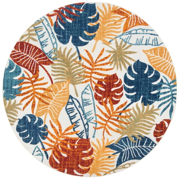 SAFAVIEH Cabana Kuzman Cream/Red 2'X8' Runner Indoor/Outdoor Area Rug Cream/Red, 6'7" x 6'7" Round