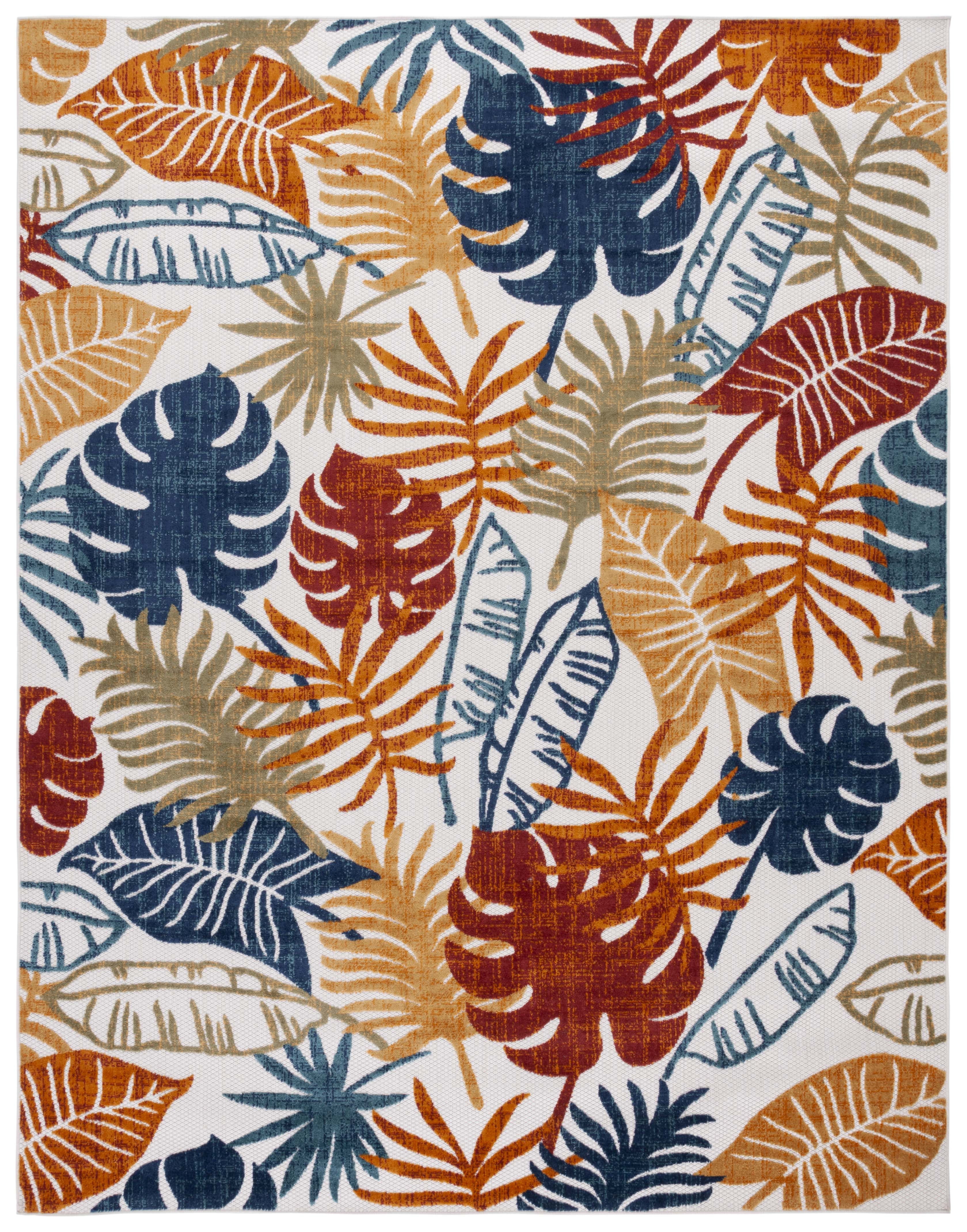 Safavieh Cabana Rug Collection Off-White Nature & Floral Power Loomed Outdoor Rugs, 9' x 12', Water-Resistant