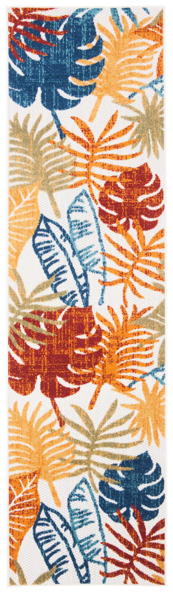 Red Floral Synthetic Flat Woven 2' x 10' Runner Rug