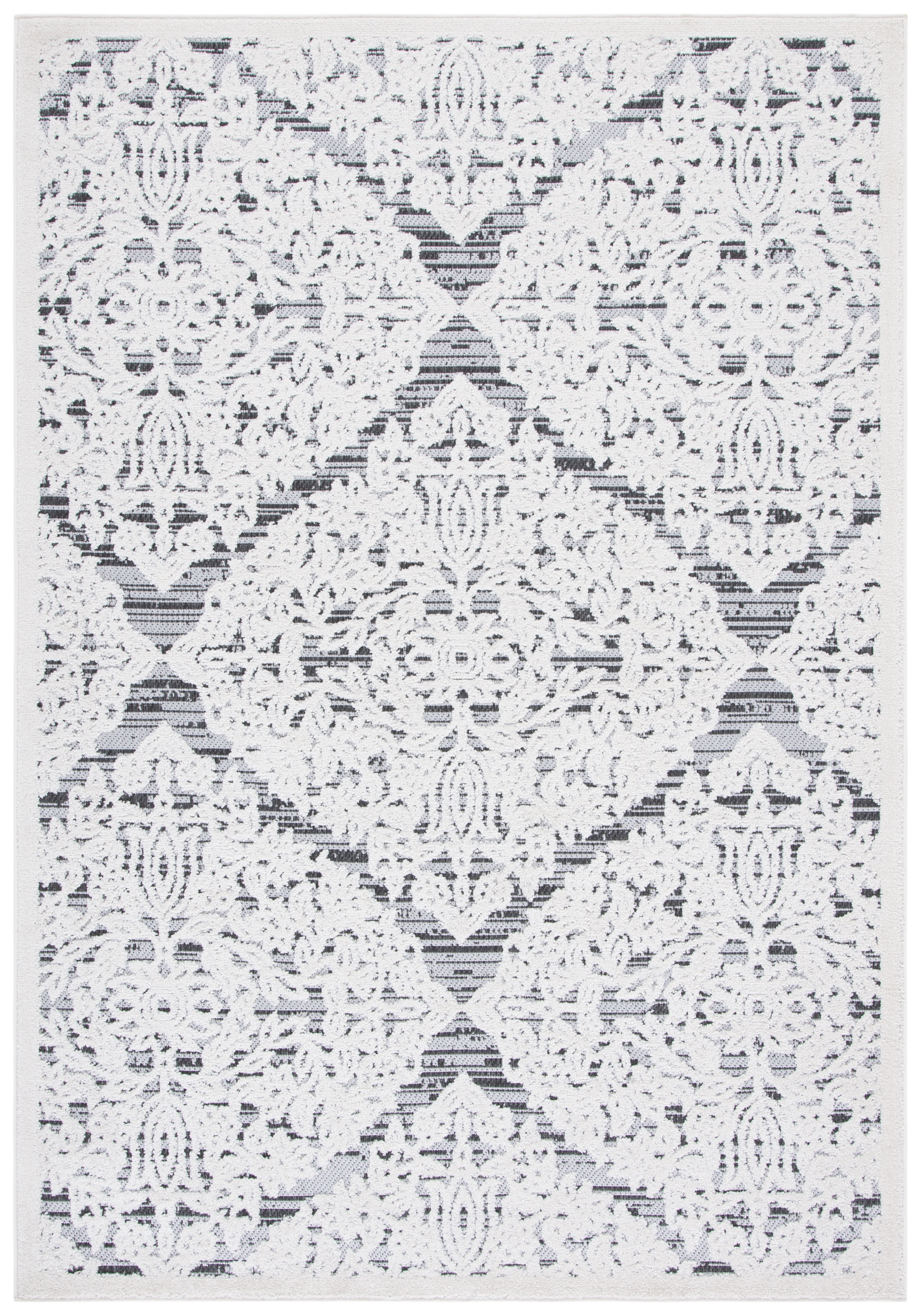Ivory Geometric 6' x 9' Synthetic Indoor/Outdoor Area Rug