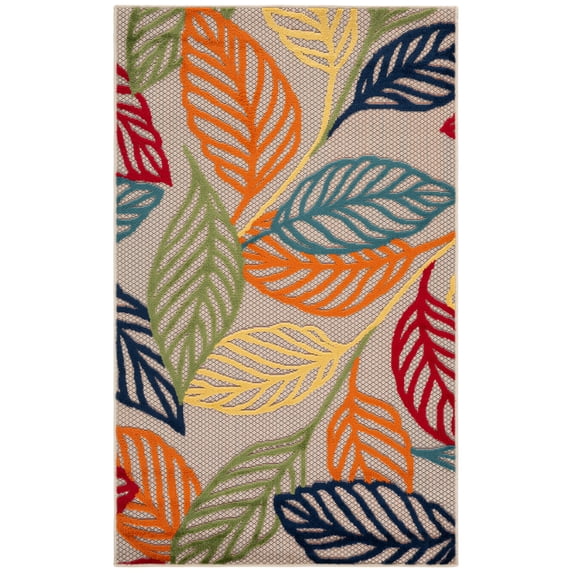SAFAVIEH Cabana Lindsay Botanical Indoor/Outdoor Area Rug, Ivory/Green, 3' x 5'