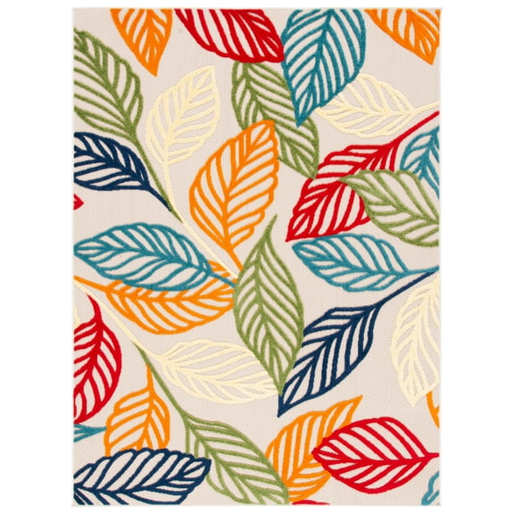 SAFAVIEH Cabana Lindsay Botanical Indoor/Outdoor Area Rug, Ivory/Green, 5'3" x 7'7"