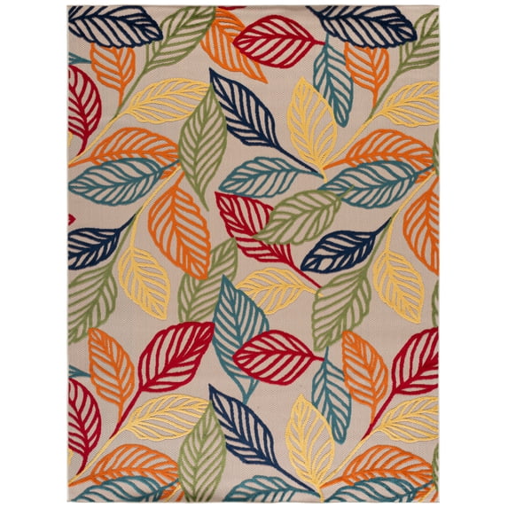SAFAVIEH Cabana Lindsay Botanical Indoor/Outdoor Area Rug, Ivory/Green, 8' x 10'