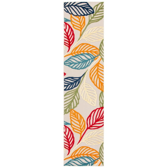 SAFAVIEH Cabana Lindsay Botanical Indoor/Outdoor Runner Rug, Ivory/Green, 2'2" x 11'