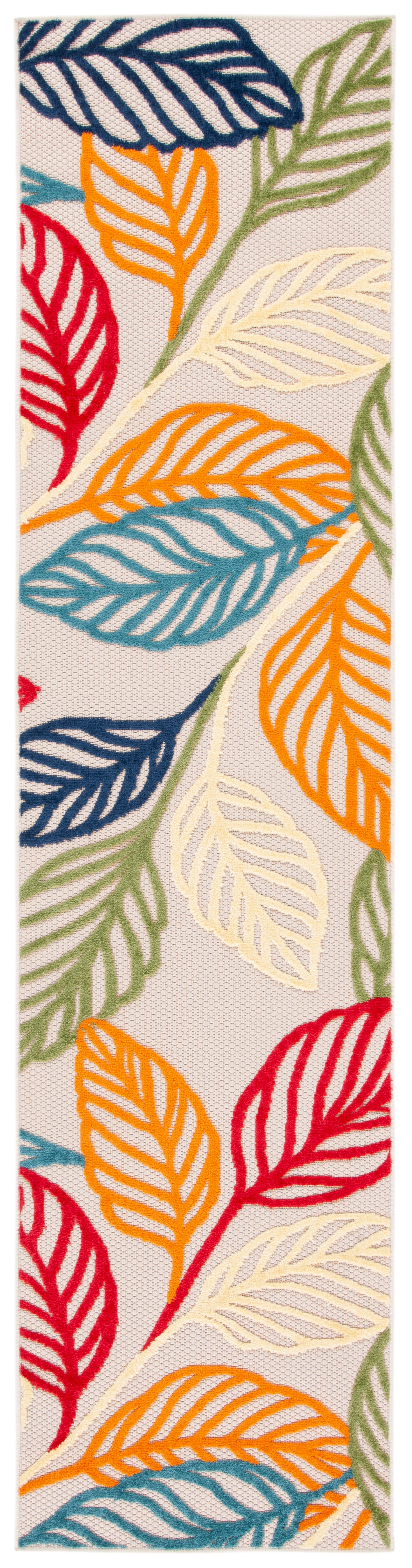 Ivory and Multicolor Synthetic Floral Runner Rug, 2'2" x 5'