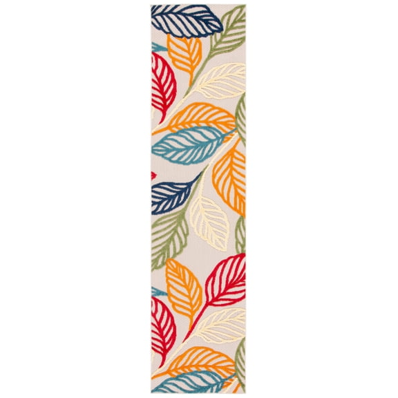SAFAVIEH Cabana Lindsay Botanical Indoor/Outdoor Runner Rug, Ivory/Green, 2'2" x 5'