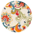 thumbnail image 1 of SAFAVIEH Cabana Lowell Floral Indoor/Outdoor Area Rug, Ivory/Blue, 5'3" x 5'3" Round, 1 of 14