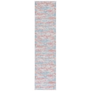 SAFAVIEH Cabana Lue Abstract Indoor/Outdoor Runner Rug, Aqua/Pink, 2'2" x 9'
