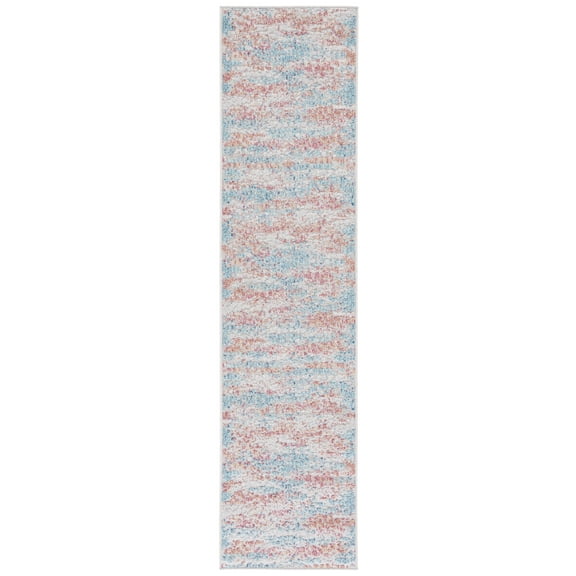 SAFAVIEH Cabana Lue Abstract Indoor/Outdoor Runner Rug, Aqua/Pink, 2'2" x 9'