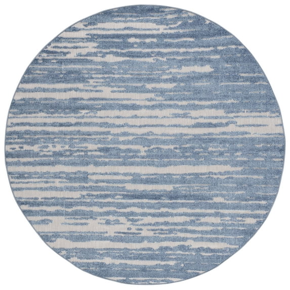 SAFAVIEH Cabana Maisy Indoor/Outdoor Area Rug, Blue/Beige, 7' x 7' Round