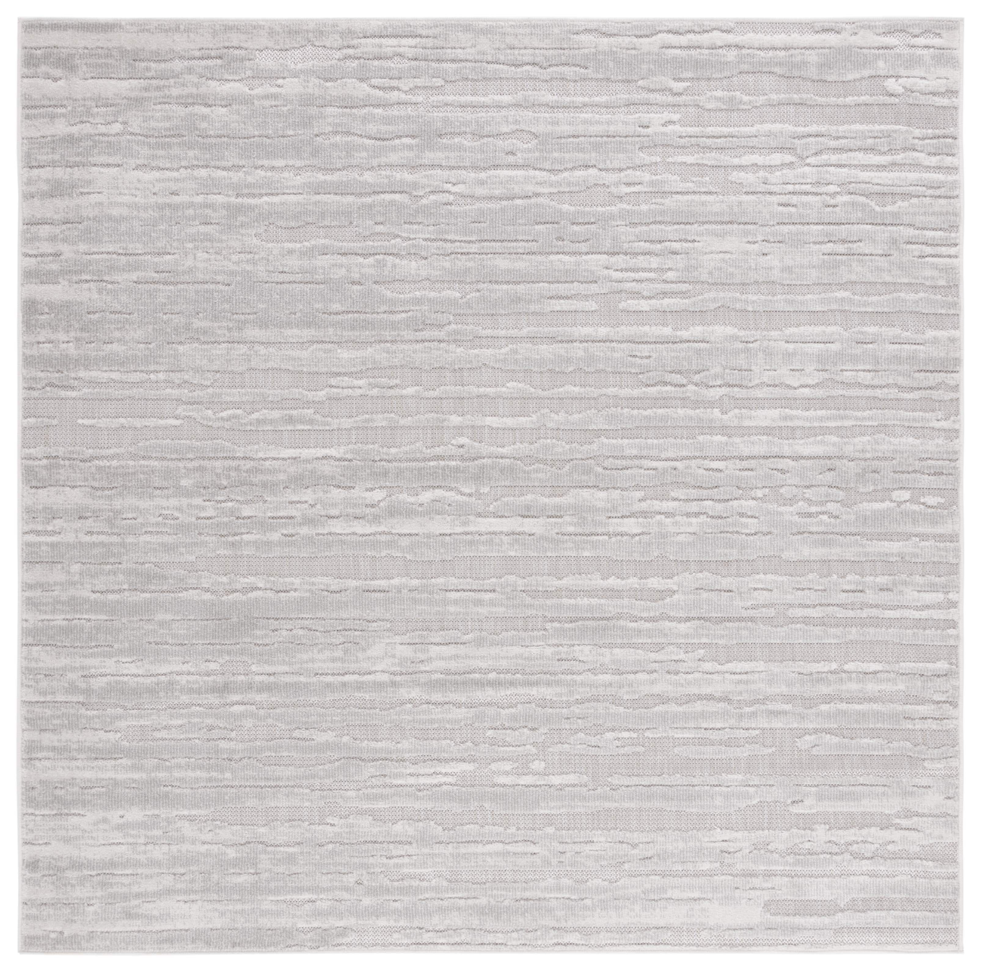 Cabana Modern Gray Square Outdoor Rug 6'7" - Weather-Resistant Synthetic